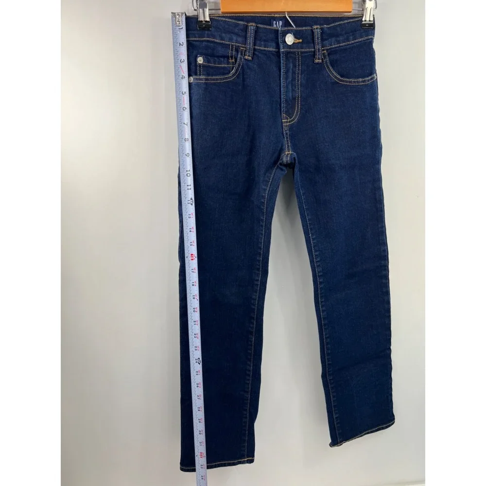 GAP Stretch Straight‎ Leg Jeans Girls' Size 12 Blue Dark Wash 5 Pocket